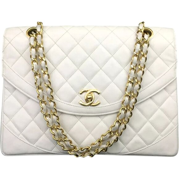 5402089BS (X6) Chanel Shoulder Bag CC Logo White Lambskin - Picture 1 of 13